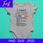 Load image into Gallery viewer, 5 Things You Need to Know About My Grandma SVG Cut File, Printable png and jpeg for Iron On Transfer. Instant Download. (Digital Art)
