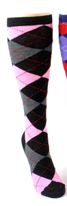 Women's Knee High Novelty Socks - Argyle Prints