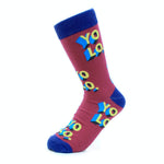 Load image into Gallery viewer, Men and Women &quot;YOLO&quot; Novelty Socks (Claret and Blue)
