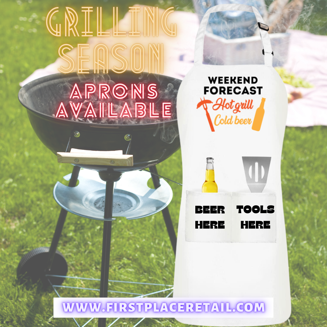 Weekend Forecast - Hot Grill Cold Beer Apron (White)