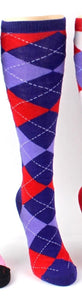 Women's Knee High Novelty Socks - Argyle Prints